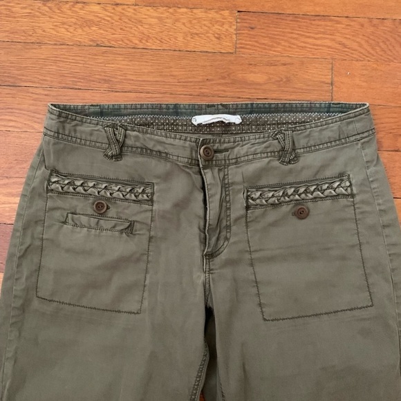 Flawed Anthropologie Hei Hei Olive Green Pants Size 4 - Picture 3 of 12